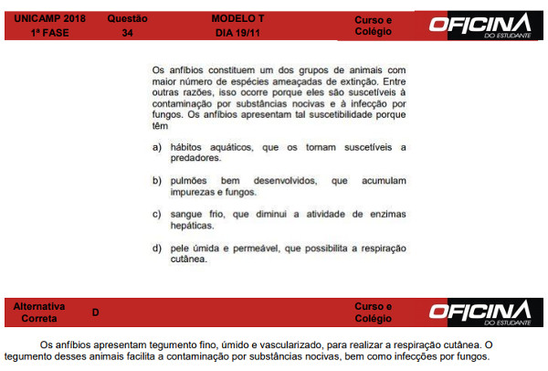 Questão 34 - Prova T - Unicamp 2018 - Brasil Escola